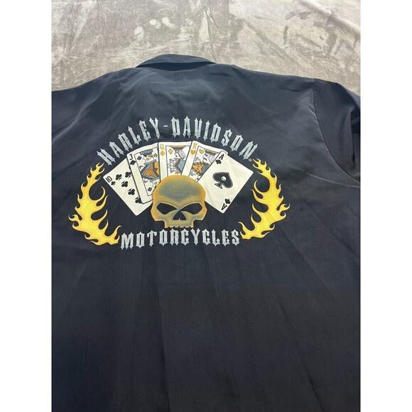 Harley Davidson Men's Skull Motorcycle Button Short Sleeve Shirt Size Medium M - Picture 1 of 3